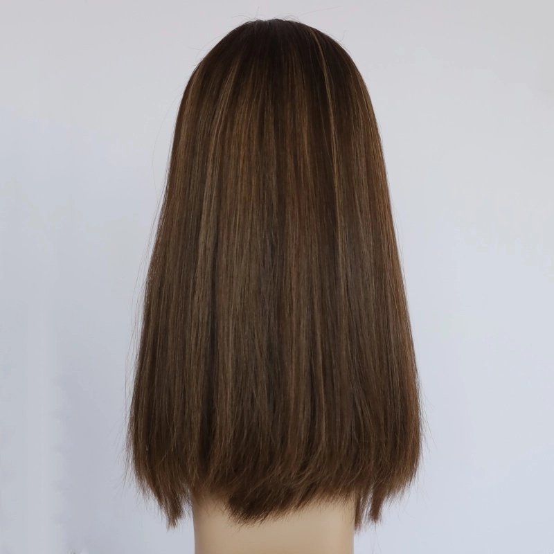SJ Mediun brown color #2.6.10 lace top wig 20 inch brazilian human hair YR0045